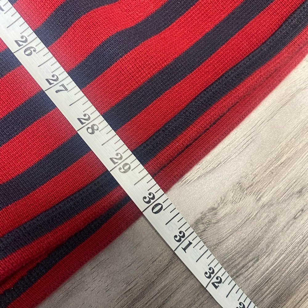 LL Bean Mens Striped Sweater Size XXL Long Sleeve Quarter Zip Pullover Red Navy - Picture 7 of 8